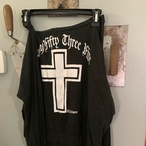 Off shoulder scripture sweatshirt